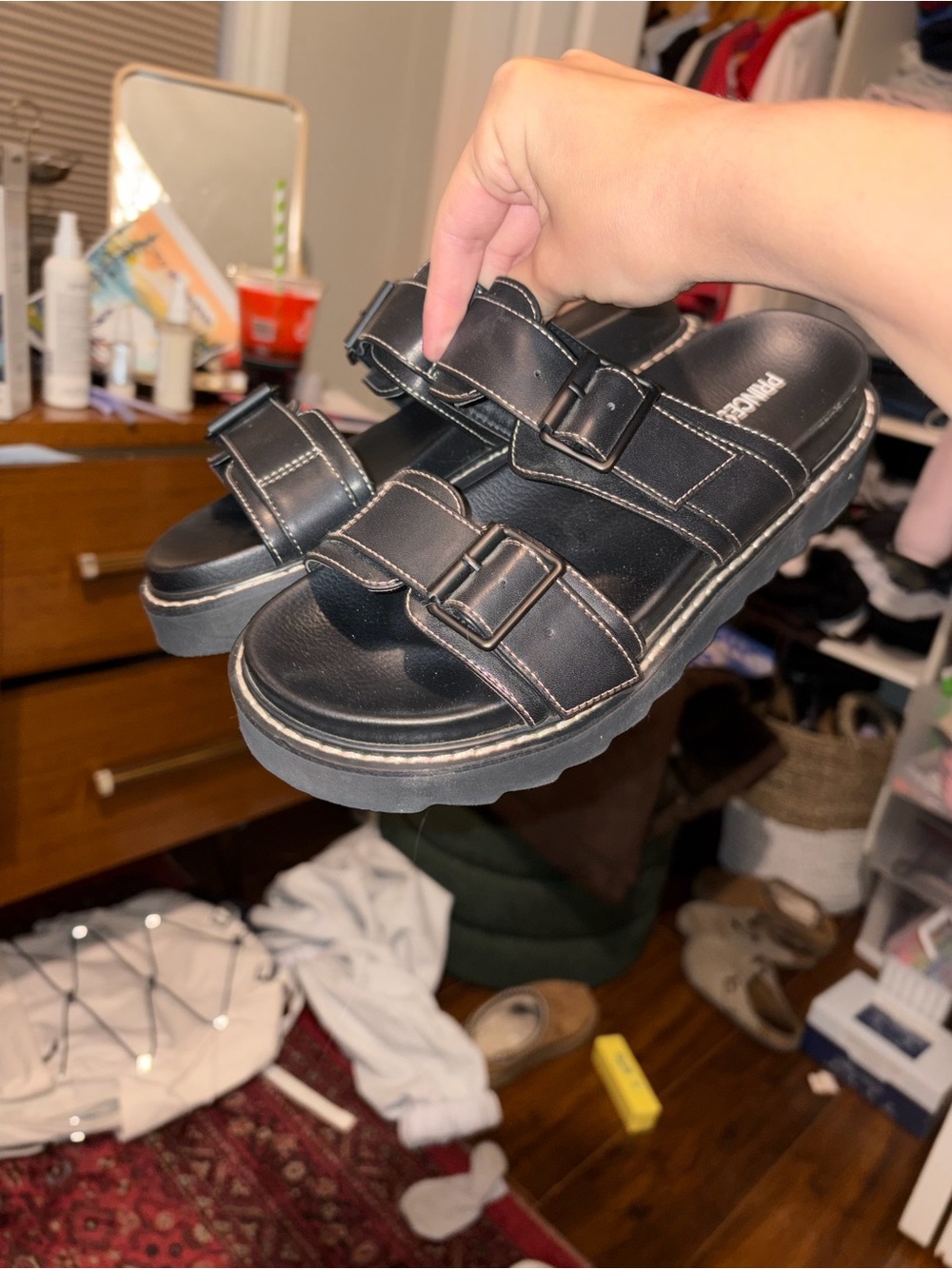 Princess Polly Black Buckle Strap Sandals